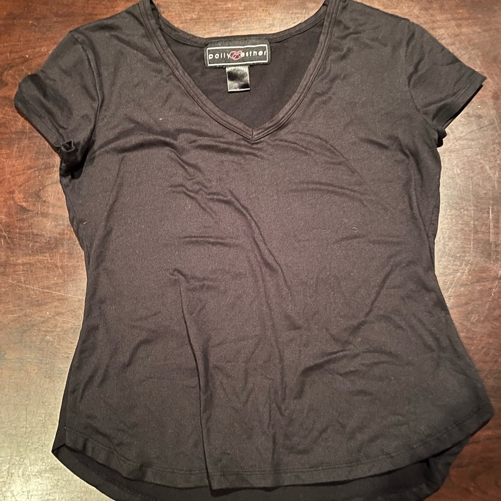 Polly & Esther Black V-Neck Women's Top